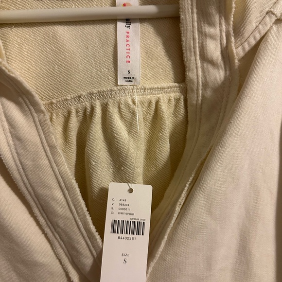 Daily Practice by Anthropologie hooded v neck sweatshirt, eggnog, small, NWT - Picture 2 of 3